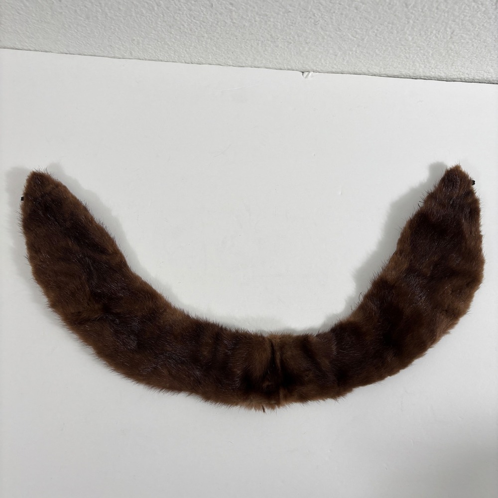 Vintage Genuine Mink Fur Detachable Collar Brown Coat Accessory